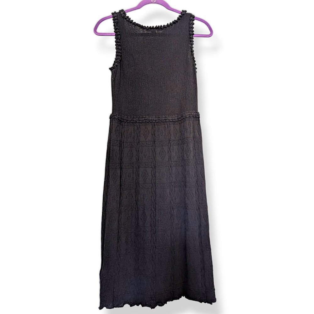 Betsey Johnson rare vintage 90's knit embroidered pointielle midi dress M - Picture 4 of 11